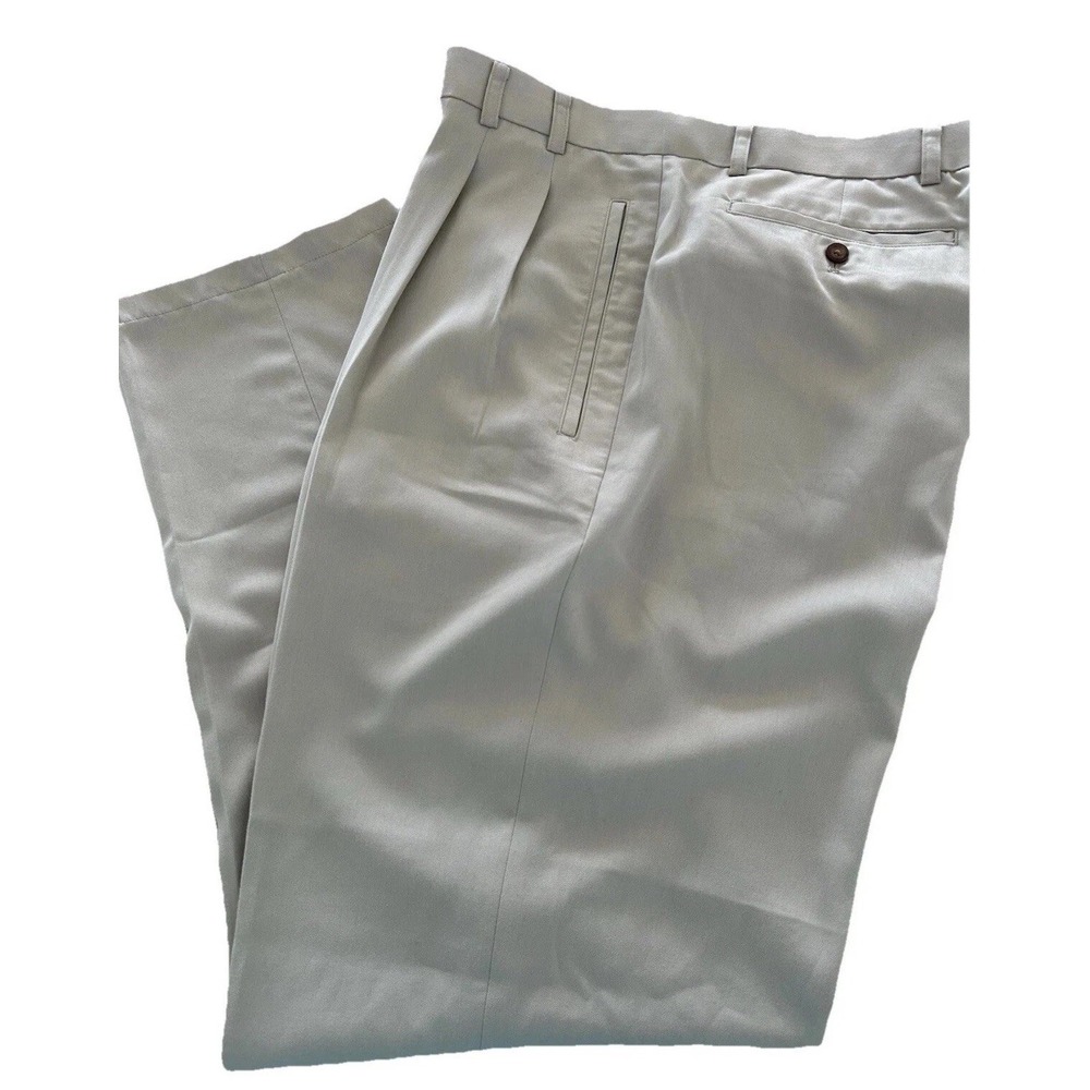 Cutter & Buck Men's Pants Beige Tan Khaki 40 x 34 Lightweight Poly Blend Golf